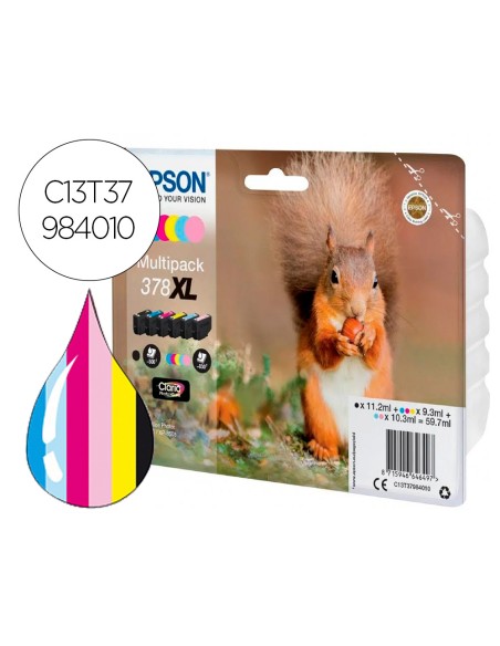 Ink-jet epson 378 xl expression home xp-8605 / 15000 / 8500 negro amarillo cian magenta cian claro