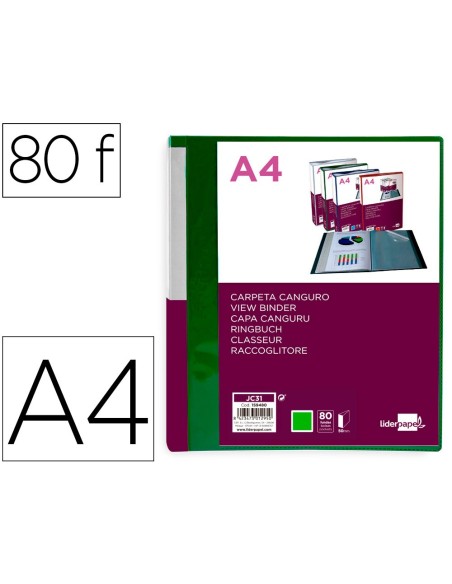 Carpeta liderpapel 80 fundas canguro pp din a4...