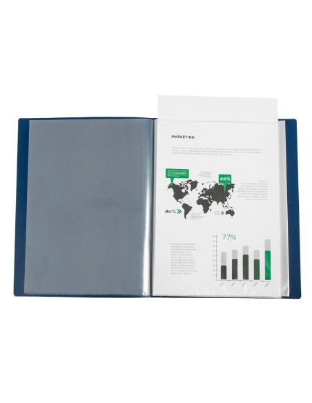 Carpeta liderpapel 80 fundas canguro pp din a4 azul translucido portada y lomo personalizable