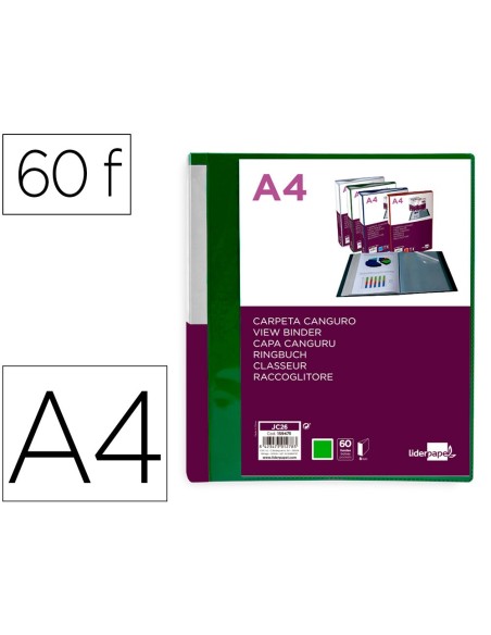 Carpeta liderpapel 60 fundas canguro pp din a4...