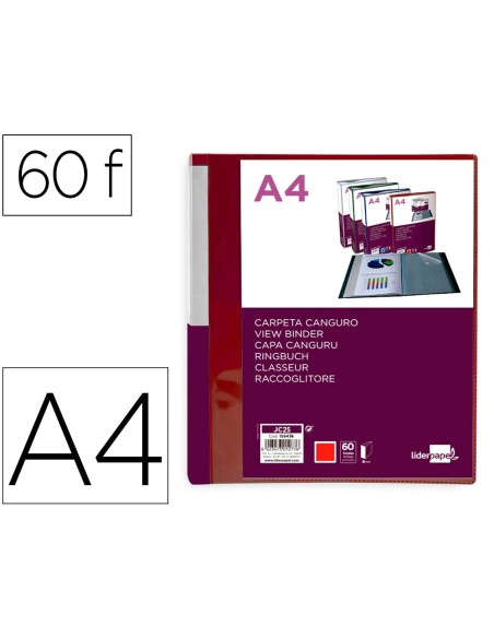 Carpeta liderpapel 60 fundas canguro pp din a4...