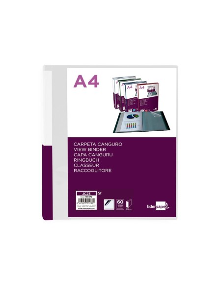 Carpeta liderpapel 60 fundas canguro pp din a4...