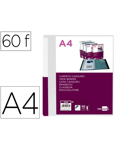 Carpeta liderpapel 60 fundas canguro pp din a4...