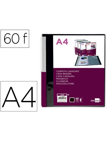 Carpeta liderpapel 60 fundas canguro pp din a4...