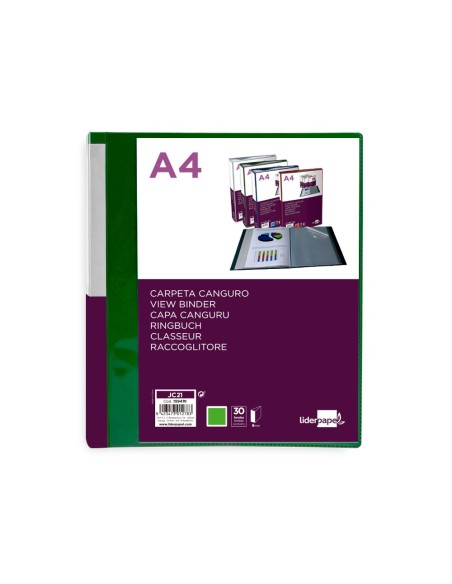 Carpeta liderpapel 30 fundas canguro pp din a4...