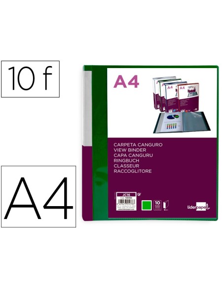 Carpeta liderpapel 10 fundas canguro pp din a4...