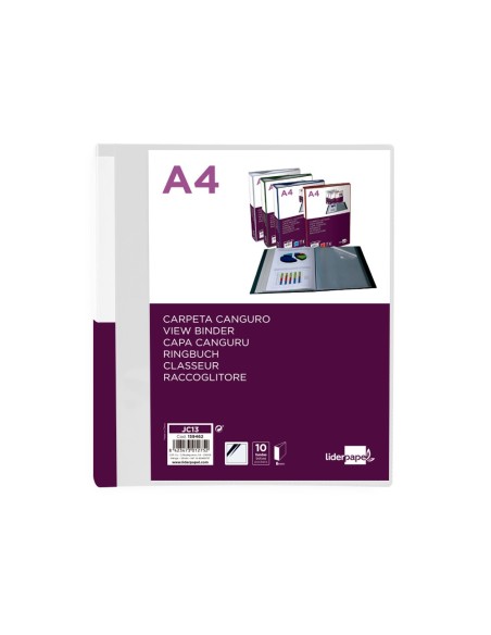 Carpeta liderpapel 10 fundas canguro pp din a4...