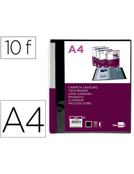 Carpeta liderpapel 10 fundas canguro pp din a4...