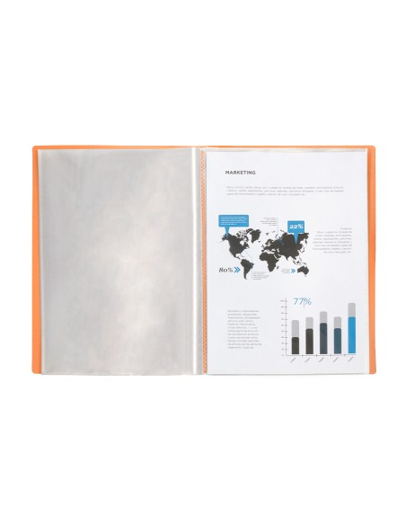 Carpeta liderpapel escaparate 80 fundas polipropileno din a4 naranja fluor opaco