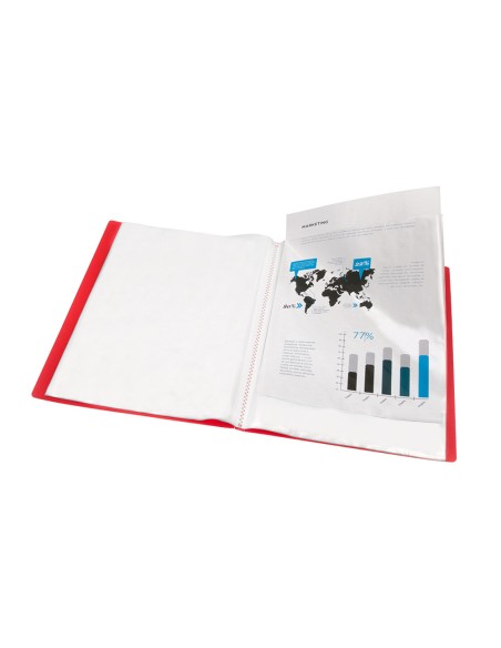 Carpeta liderpapel escaparate 80 fundas polipropileno din a4 rojo translucido