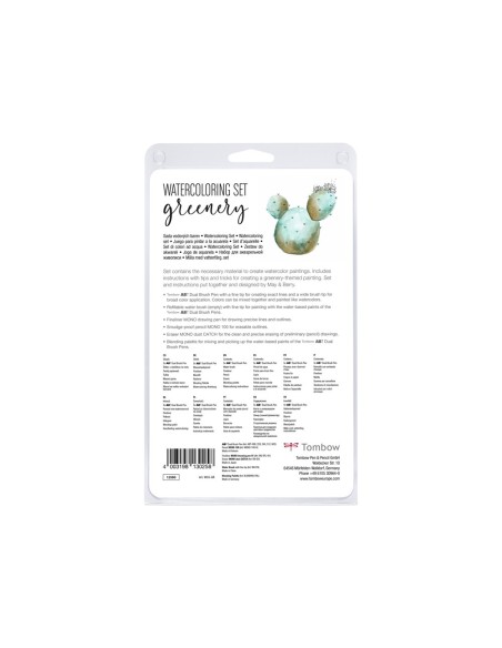 Set watercoloring tombow greenery 9 piezas