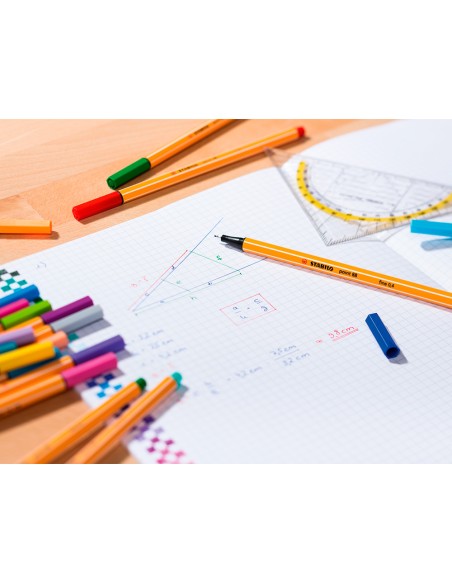 Rotulador stabilo punta de fibra point 88 color parade antracita/naranja estuche de 20 unidades colores surtidos