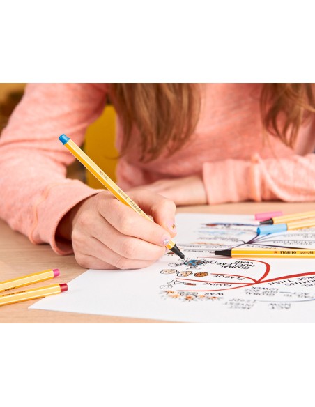 Rotulador stabilo punta de fibra point 88 color parade antracita/naranja estuche de 20 unidades colores surtidos