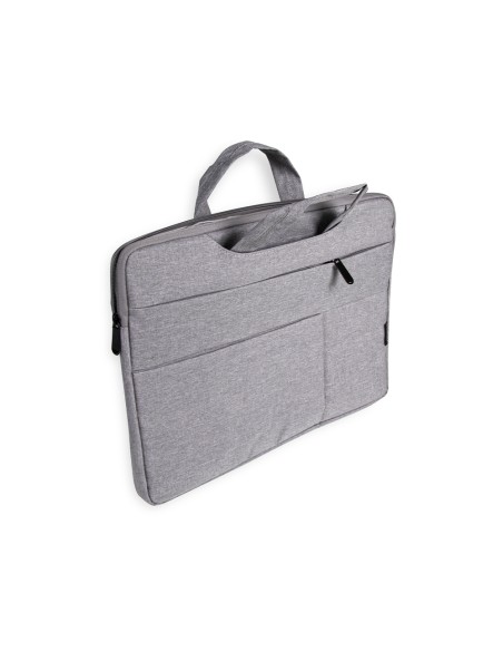 Funda para portatil q-connect 15,6\" con asas retractiles cremallera 3 bolsillos exteriores gris