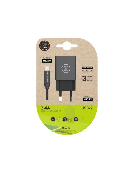 Cargador tech one tech 2.4 doble usb + cable...