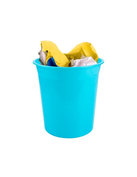 Papelera plastico q-connect turquesa translucido 13 litros 275x285 mm