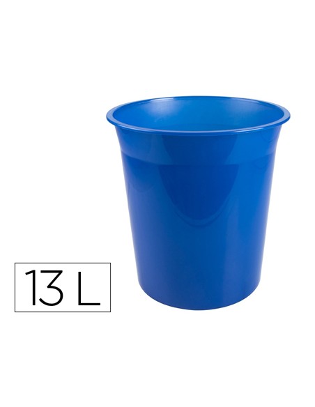 Papelera plastico q-connect azul translucido 13 litros 275x285 mm