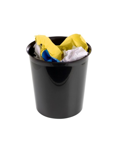Papelera plastico q-connect negro opaco 13 litros 275x285 mm