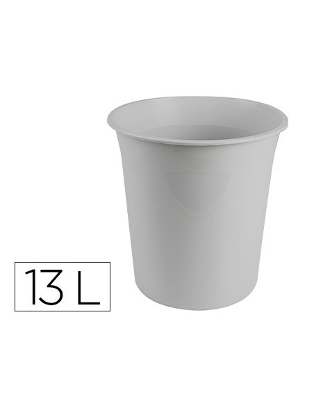 Papelera plastico q-connect gris opaco 13...