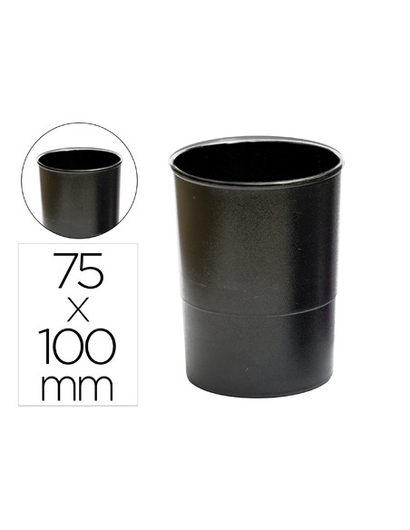 Cubilete portalapices q-connect negro opaco plastico 100% reciclado redondo diametro 75 mm alto 100 mm
