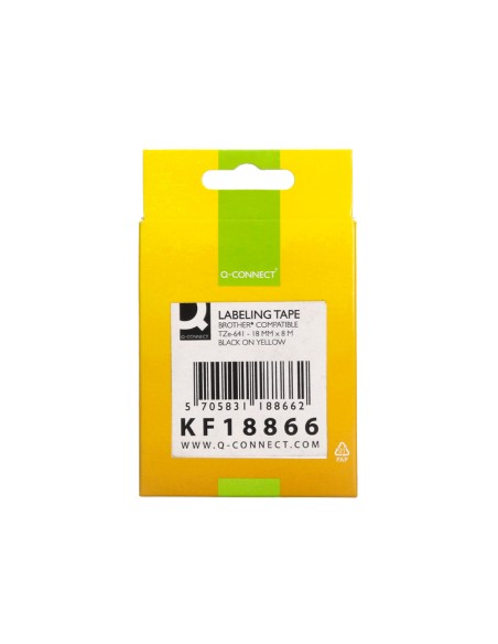 Cinta q-connect tze-641 amarillo-negro 18mm longitud 8 mt