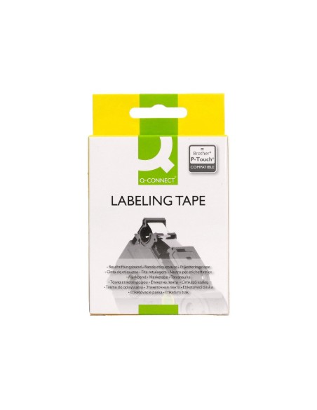 Cinta q-connect tze-241 blanco-negro 18mm...