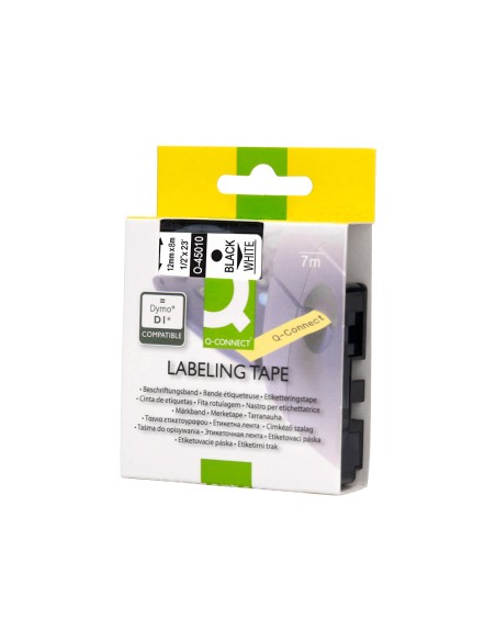 Cinta q-connect mk-221 blanco-negro 9mm longitud 8 mt