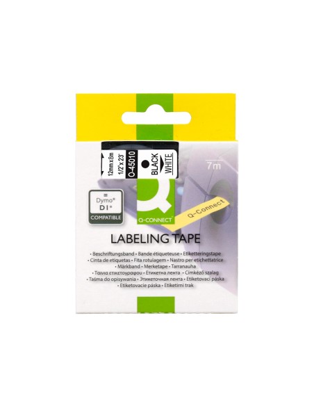 Cinta q-connect mk-221 blanco-negro 9mm longitud 8 mt