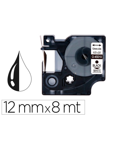 Cinta q-connect mk-221 blanco-negro 9mm longitud 8 mt