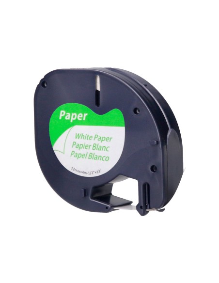 Cinta q-connect papel 12mm x 4mt negro-blanco para letratag