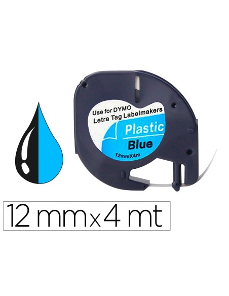 Cinta q-connect 12mm x 4mt negro-ultra azul...