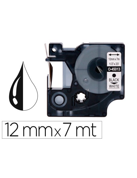 Cinta q-connect 1000 negro-blanco 12mm x 7mt dymo