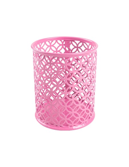 Cubilete portalapices q-connect metal rosa...