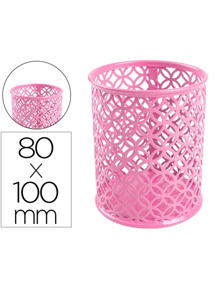 Cubilete portalapices q-connect metal rosa...