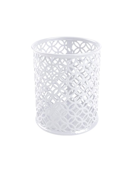Cubilete portalapices q-connect blanco metal...