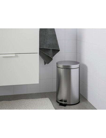 Papelera metalica q-connect con pedal cromada 25x38cm capacidad 12 litros