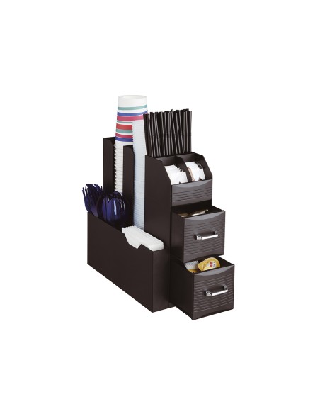 Organizador archivo 2000 hora del cafe varios compartimentos accesorios cafe polipropileno negro
