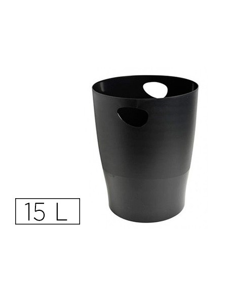 Papelera plastico exacompta ecoblack negro 15...