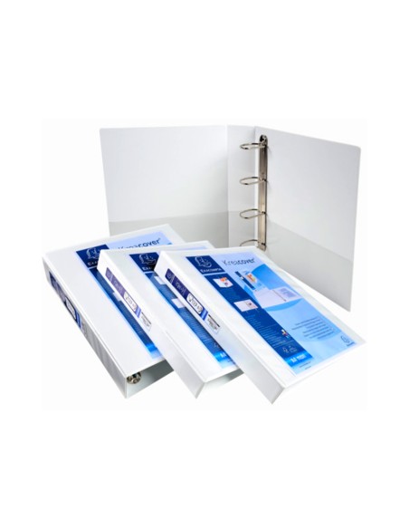 Carpeta exacompta canguro 4 anillas 16 mm din a4+ carton forrado polipropileno personalizable 3 bolsillos