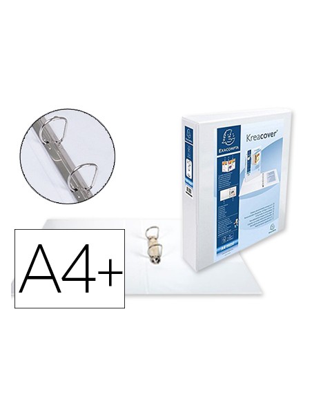 Carpeta exacompta canguro 2 anillas 40 mm din a4+ carton forrado polipropileno personalizable 3 bolsillos