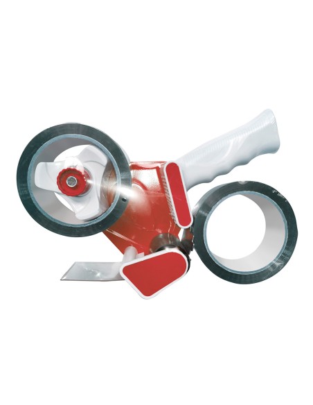 Portarrollo q-connect para embalaje para cintas de 66mt x 50mm incluye 2 rollos cinta marron