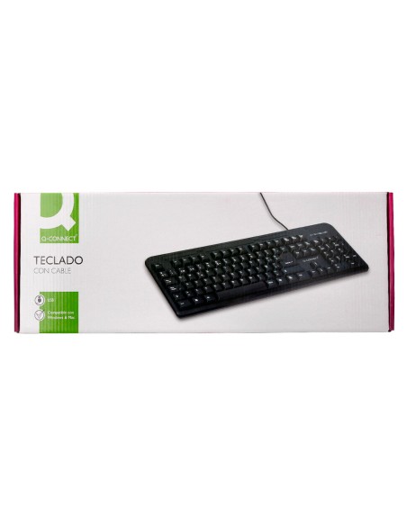 Teclado q-connect negro con cable 1,5 m compatible windows