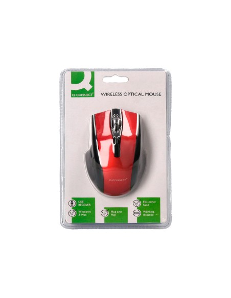 Raton q-connect optico inalambrico 1000 dpi receptor usb 2,4 ghz rojo