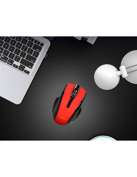 Raton q-connect optico inalambrico 1000 dpi receptor usb 2,4 ghz rojo