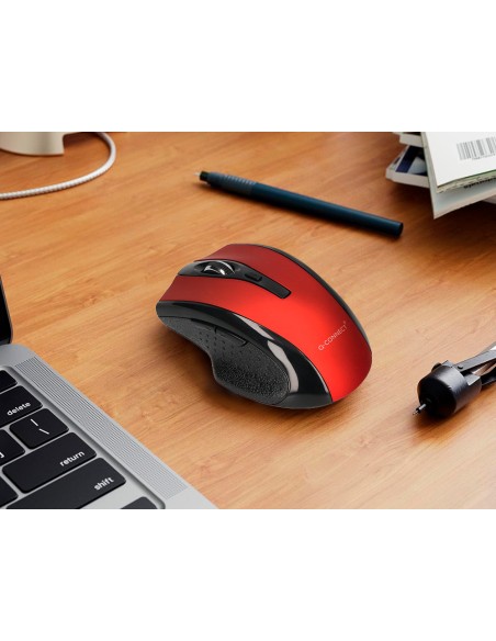 Raton q-connect optico inalambrico 1000 dpi receptor usb 2,4 ghz rojo