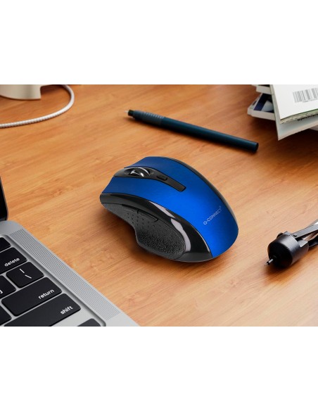 Raton q-connect optico inalambrico 1000 dpi receptor usb 2,4 ghz azul