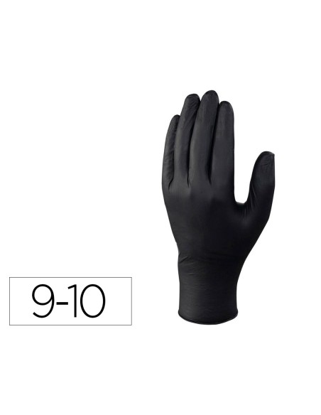 Guantes deltaplus de nitrilo desechable negro caja de 100 unidades talla 9-10