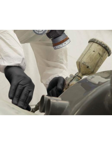 Guantes deltaplus de nitrilo desechable negro caja de 100 unidades talla 8-9