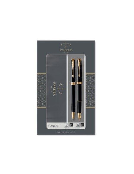 Juego parker duo sonnet laca negra gt boligrafo...