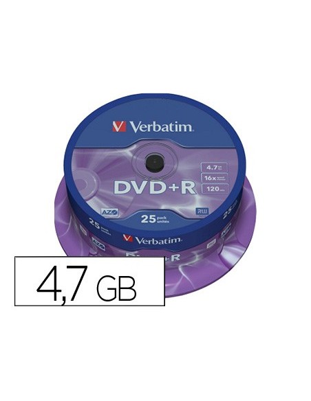 Dvd+r verbatim capacidad 4.7gb velocidad 16x...